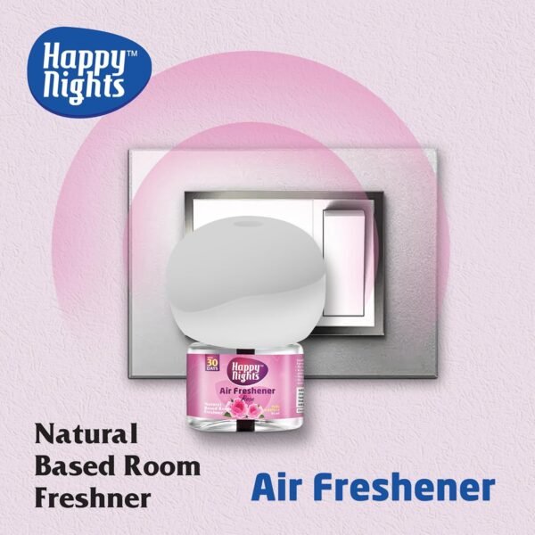 Happy Nights Plug In Room Freshener Kit | Rose Fragrance | Floral Air Freshener for Home, Bedroom, Bathroom, Office and Living Spaces | Long-Lasting & Safe | 3 Refill (45ml) + 1 Machine