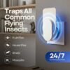 Gecko Flying Insect Trap 1 Plug in Device & 5 Refill Cartridges - Plug in Fly Trap & Indoor Bug Catcher for Gnats, House & Fruit Flies - Blue & UV Light Technology, Alternative to Bug Zappe