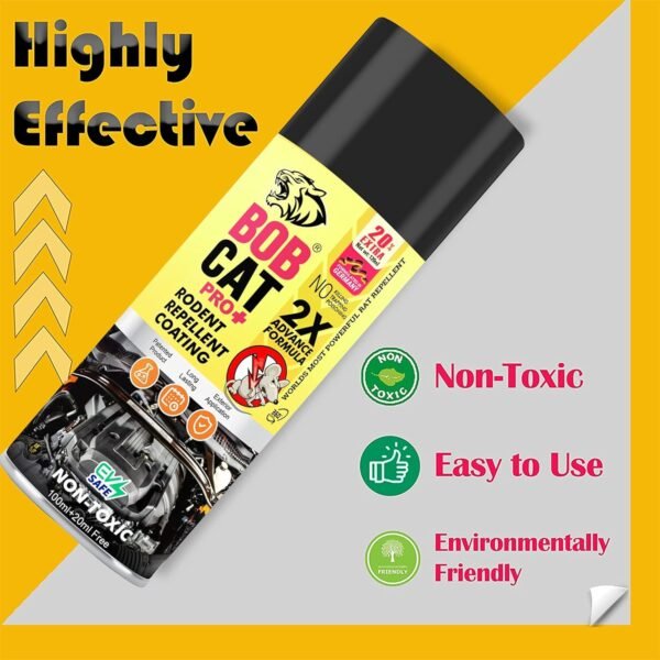 81qQOmK3wPL._SL1500_.jpg Shadow Securitronics BOB CAT Highly Effective No Entry Rat Repellent Spray for Cars | Rodent Spray | Rodent Repellent for Home | 2X Advance Formula Pack of 1 x 120 ml - Formulation 20X Pack of 1
