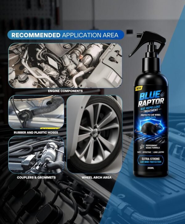 81xQnDMSlOL._SL1500_ Blue Raptor No Entry Rat Repellent Car Spray for Cars Highly Effective Easy to Spray, Odour Free Rodent Repellent Spray for Cars (Pack of 1-200ml - FORMULATION 3X 200ML