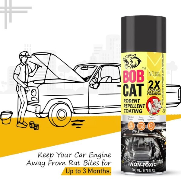 81ysdcIhoIL._SL1500_.jpg Shadow Securitronics BOB CAT Highly Effective No Entry Rat Repellent Spray for Cars|Non- Toxic Rat Repeal Spray |2X Advance Formula |No Entry for Rats in Vehicles| Pack of 1 (200 ML) 200 ML