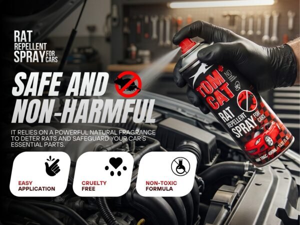 91b876da_1768510049743.jpg Shadow Securitronics TOMCAT No Entry Rat Repellent Spray for Cars Highly Effective Lasts 1 Year Leak Free Easy to Spray Nozzle, Non Toxic, 200ML Repellent with Protective Glove & Mask Pack of 1