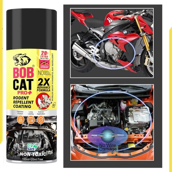 91ptAVN9LFL._SL1500_.jpg Shadow Securitronics BOB CAT Highly Effective No Entry Rat Repellent Spray for Cars | Rodent Spray | Rodent Repellent for Home | 2X Advance Formula Pack of 1 x 120 ml - Formulation 20X Pack of 1