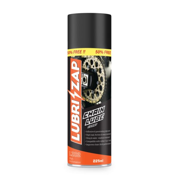 Chainlube-1 Lubrizap Chain Cleaner & Lube Spray Kit with Cleaning Brush l Each Chain Degreaser & Lubricant for Smooth Ride | Anti-Rust Chain Spray for All-Weather Use | 225ml | Pack of 2