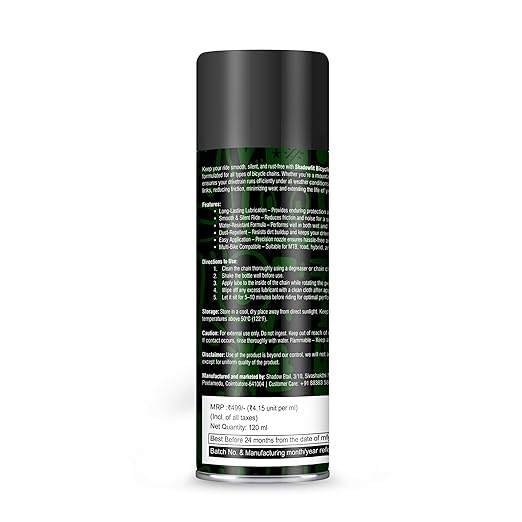 Dbxt1x4YqCVk1BW.jpg Shadow Fit Chain Lube Spray for Bicycle 120 ML | Pack of 1
