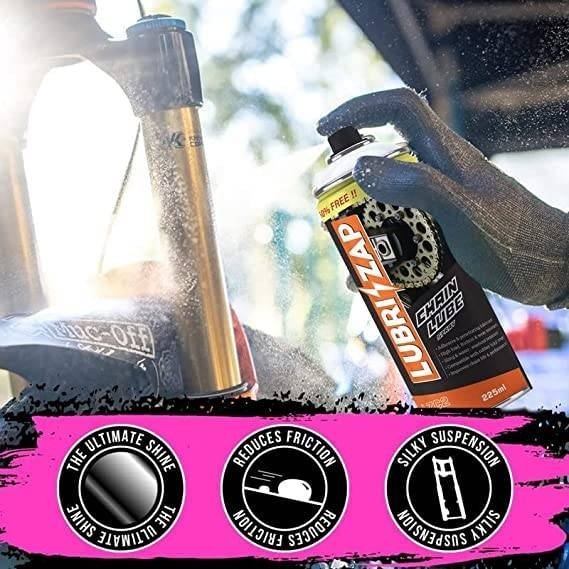 Ibxt1hMf0-02qef.jpg Shadow Securitronics Lubrizap Chain Lube Spray for All Bikes (225 ml), Lubricant Spray for Bike, Motorcycle, Reduces Friction and Loss of Power, Water and Rust Resistant Pack of 1 Pack of 1