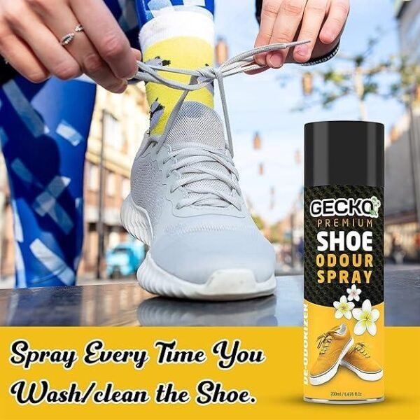 Mbxt1hcbyFt-ED.jpg Gecko Shoe Care Combo Kit | Odour Deodorant & Cleaner Spray for Shoes, Sneakers, Sports, Golf, Tennis, Canvas | Anti-Allergic Fresh Formula | 200 ML Pack of 1