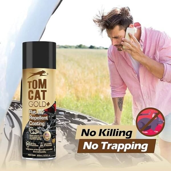 Ybxt1RlpJ6gi4HI.jpg Shadow Securitronics Tom Cat Gold+ No Entry Rat Repellent Spray for Cars, Pack of 1- EV Safe Rat Protection Spray, Seat other Accesseries In Car, 30 Days Protection,200ML - FORMAILATION 500 X