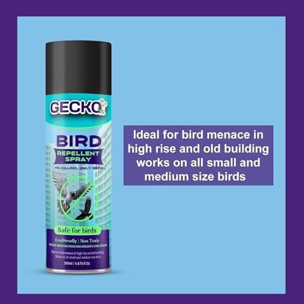 Gecko Bird Repellent Spray for Bird Control For Home And Office| Bird Control Spray | Non-Toxic| Safe for Birds | Pigeon Repellent | Repels Birds - Pack of 1 (200 ML) - FORMULATION 10X Pack of 1