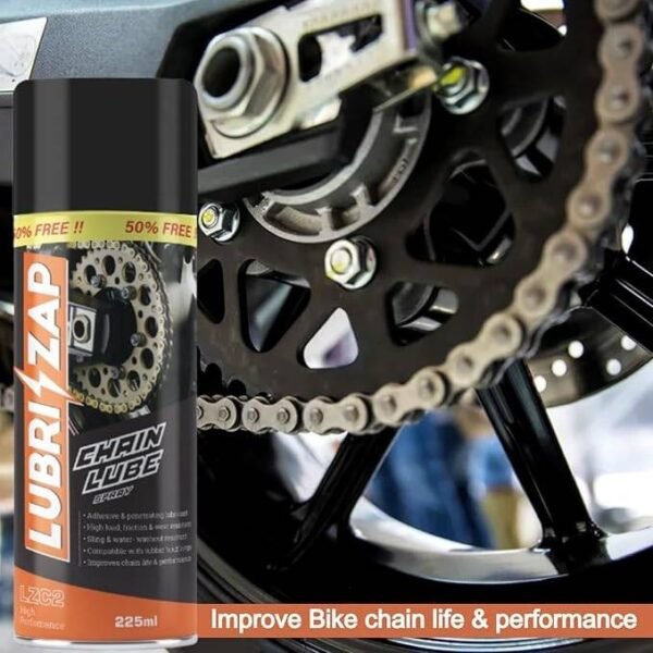 Zbxt1haoV6Z5gb.jpg Shadow Securitronics Lubrizap Chain Lube Spray for All Bikes (225 ml), Lubricant Spray for Bike, Motorcycle, Reduces Friction and Loss of Power, Water and Rust Resistant Pack of 1 Pack of 1