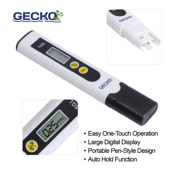 imgi_132_61ndwJppiaL._SL1500_ Gecko Digital TDS Meter for water testing | pH Meter for Water Testing | PPM Tester for Drinking Water, RO, Aquarium, Hydroponics | Water Hardness & pH Level Checker | Total Dissolved Solids meter