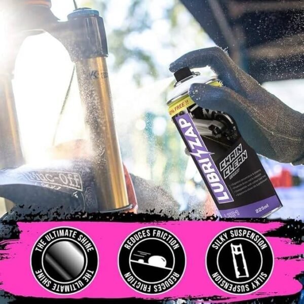 lbxt1xFac13xdhV.jpg Shadow Securitronics Lubrizap Chain Clean Spray for All Bikes (225 ml), Lubricant Spray for Bike, Motorcycle, Protects & Prevents from Rust & Corrosion, Chain Breakage, Chain Noise, Friction Pack of 1