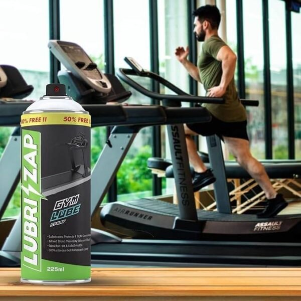 pbxt1RXqF6rPPYe.jpg Lubrizap Gym Lube Spray for Treadmills and Gym Equipment, Wear Resistant Lubricant for Improved Performance and Long Life - Gym Accessories Chain Spray Pack of 1 (225 ml) Pack of 1